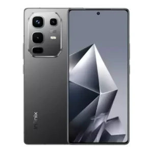 Infinix Note 50 4G smartphone in titanium gray, front and back view