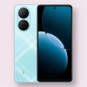 Huawei nova Y73 smartphone in blue, front and back view