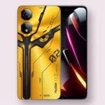 Nubia neo 2 5g smartphone in sunfire yellow, front and back view