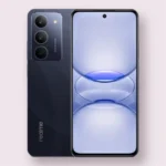 realme C75x Realme C75x smartphone in oceanic blue, front and back view