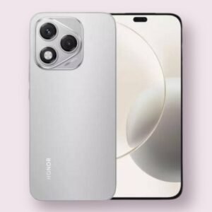 Honor 400 Lite smartphone in velvet grey, front and back view