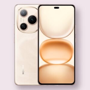 Honor Power smartphone in gold, front and back view