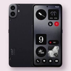 Nothing CMF Phone 1 smartphone in black, front and back view