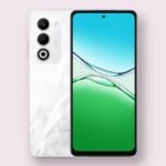 Oppo A5 Oppo A5 smartphone in mist white, front and back view