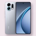 Oppo K13 Turbo Pro smartphone in silver knight, front and back view