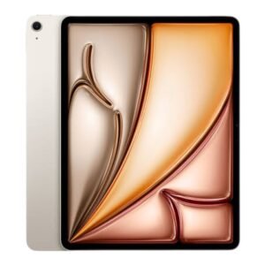 The Apple iPad Air 13 (2025) Tablet in Starlight, back and front view