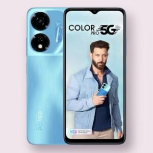 Itel Color Pro smartphone in river blue, front and back view
