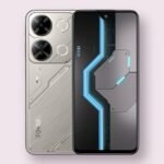 itel P65 itel P65 smartphone in cyber titanium, front and back view